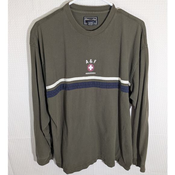 Abercrombie & Fitch Men’s M Long Sleeve Shirt A&F Swiss Cross Logo Y2K Vintage - Picture 1 of 3